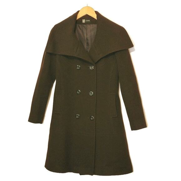 Searle Wool Mohair Double Breasted Wide Collar Brown A Line Coat Size 2 - Picture 16 of 16